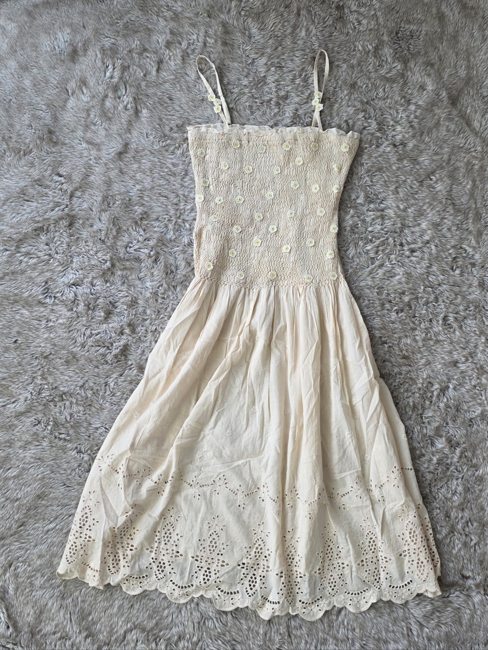 Free People Daphne Midi Dress Tea Combo Ivory Women's Size Medium‎ - Picture 3 of 14